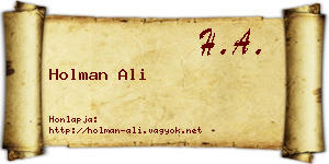 Holman Ali névjegykártya